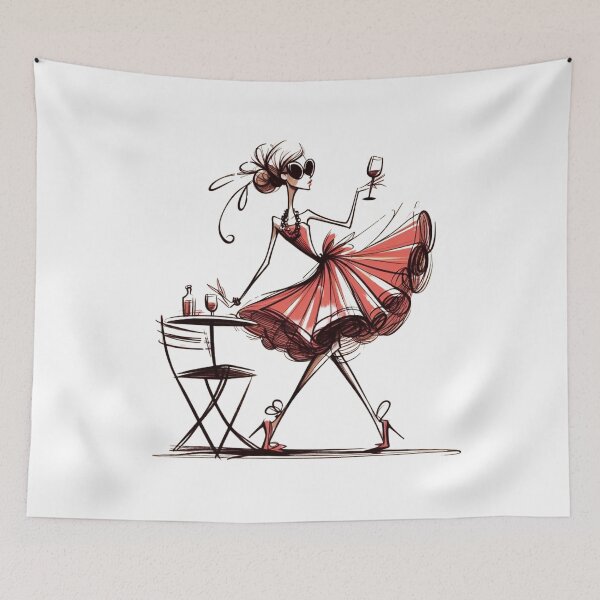 Item preview, Elegant Lady with Wine Glass: Timeless Elegance designed and sold by Hungry-Murphy.