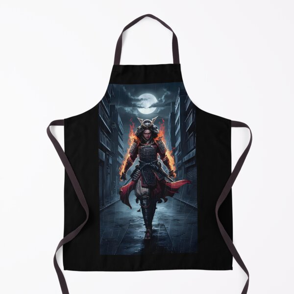 Item preview, Flaming Samurai Woman Under the Moon - Urban Fantasy Art designed and sold by TestCey.