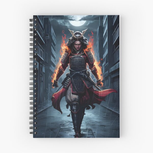 Item preview, Flaming Samurai Woman Under the Moon - Urban Fantasy Art designed and sold by TestCey.