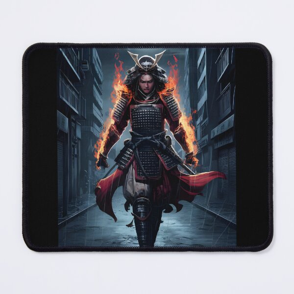 Item preview, Flaming Samurai Woman Under the Moon - Urban Fantasy Art designed and sold by TestCey.