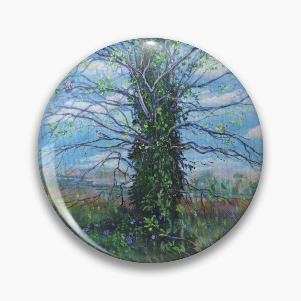 Item preview, Periwinkle Blue - tree flowers birds sky designed and sold by LittleLiz.