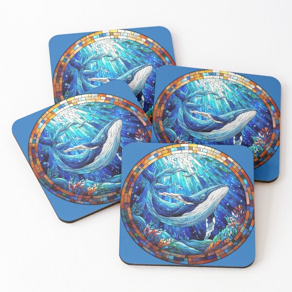 Item preview, Whale Ocean Swimming Through Ray of Light Stained Glass designed and sold by LazioJoe.