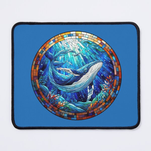 Item preview, Whale Ocean Swimming Through Ray of Light Stained Glass designed and sold by LazioJoe.