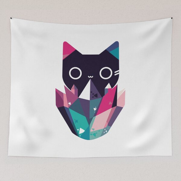 Item preview, Polygonal Cat With Crystals designed and sold by SweetClicks123.