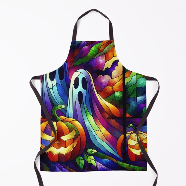 Item preview, Stained Glass Ghosts with Jack-o-Lanterns designed and sold by foilhat.