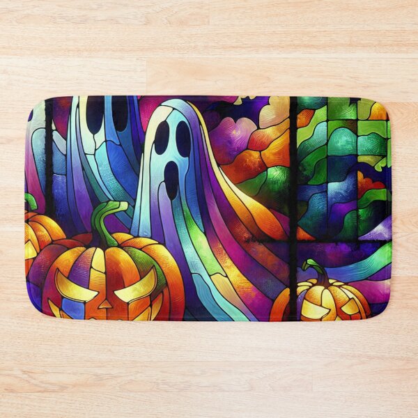 Item preview, Stained Glass Ghosts with Jack-o-Lanterns  designed and sold by foilhat.