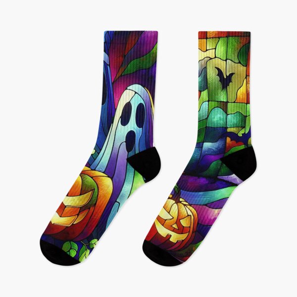 Item preview, Stained Glass Ghosts with Jack-o-Lanterns  designed and sold by foilhat.