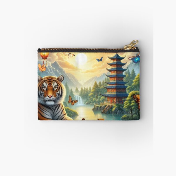 Item preview, Tiger and butterfly, plants, flowers, nature, pagoda, China designed and sold by Sugar Wisdom .