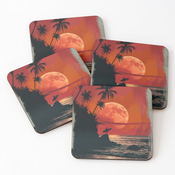Artikelvorschau, Tropische Dämmerung - minimalistische Surfer-Silhouette Kunstdruck entworfen und verkauft von Tsurfinculture.