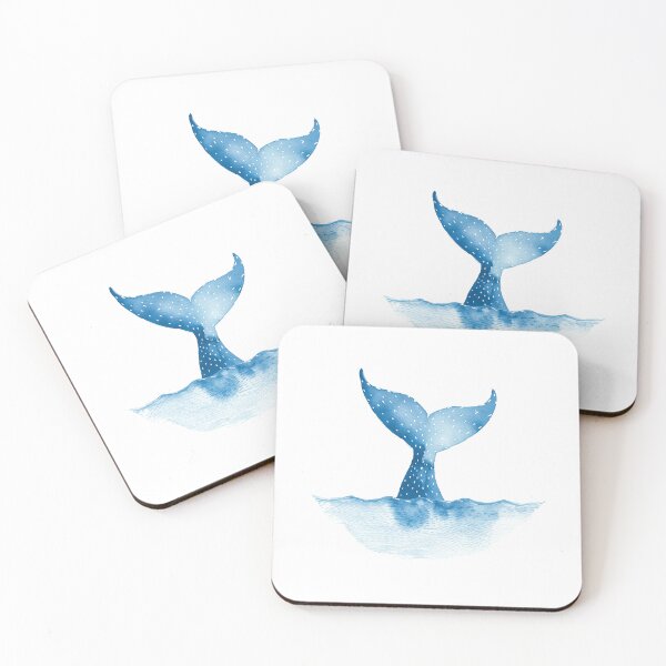 Item preview, Elegant Light Blue Whale Tail Watercolor Design for Coastal Decor designed and sold by WishMerge.