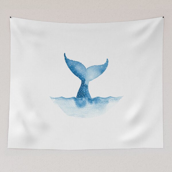 Item preview, Elegant Light Blue Whale Tail Watercolor Design for Coastal Decor designed and sold by WishMerge.