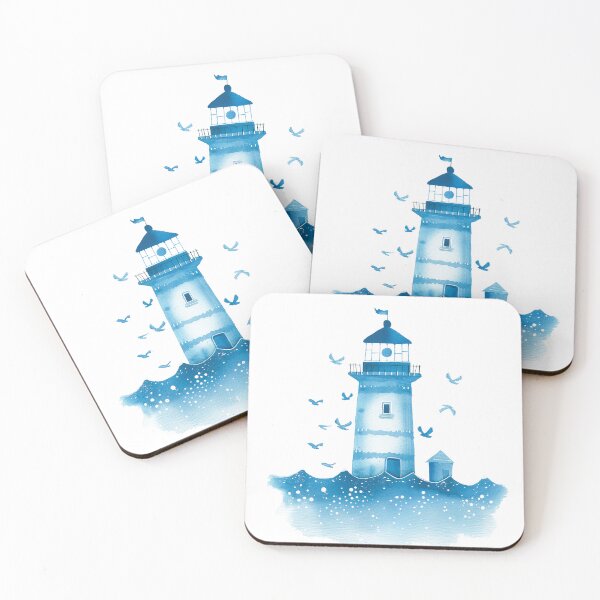 Item preview, Charming Light Blue Lighthouse Watercolor Design for Coastal Decor designed and sold by WishMerge.