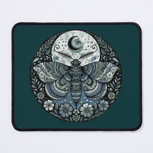 Item preview, Blossoming cottagecore in Moonlight: The Moth’s Dance Amongst the Stars”, Sfingide Acherontia atropos, with flowers, witch, Halloween designed and sold by Collagedream.