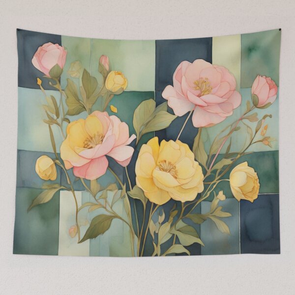 Item preview, Pink and Yellow roses designed and sold by Flowersonstuff.