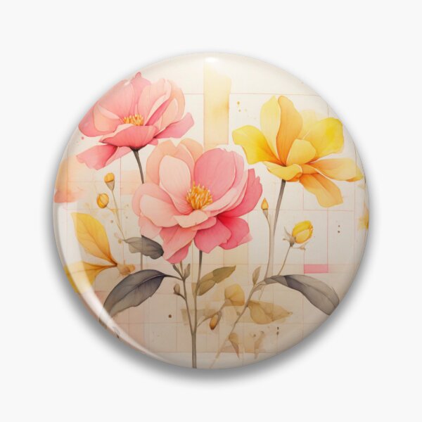 Item preview, Pink and Yellow roses on a cream background  designed and sold by Flowersonstuff.