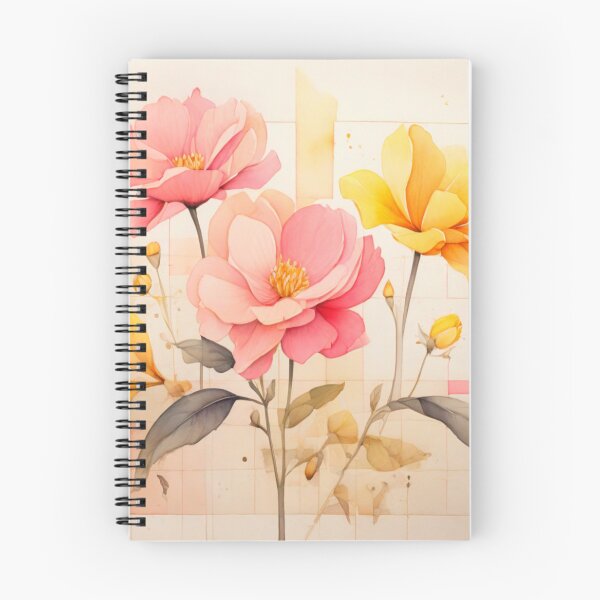 Item preview, Pink and Yellow roses on a cream background  designed and sold by Flowersonstuff.