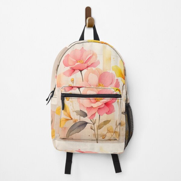 Item preview, Pink and Yellow roses on a cream background designed and sold by Flowersonstuff.