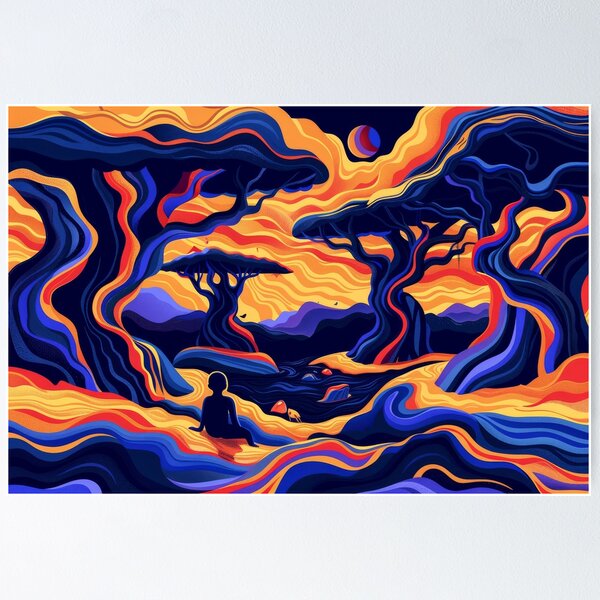 Item preview, Surreal Landscape: Meditation in a Colorful Abstract World designed and sold by Ninoshik.