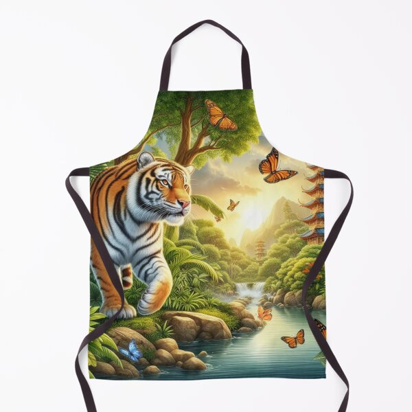 Item preview, Tiger and butterfly, plants, flowers, nature, pagoda, China designed and sold by Sugar Wisdom .