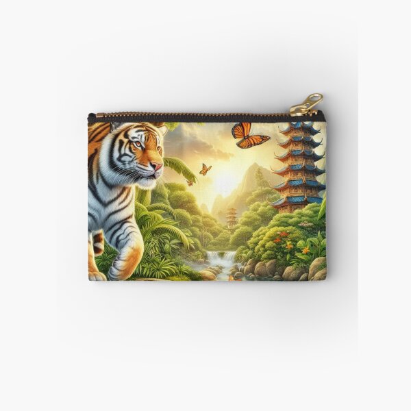 Item preview, Tiger and butterfly, plants, flowers, nature, pagoda, China designed and sold by Sugar Wisdom .