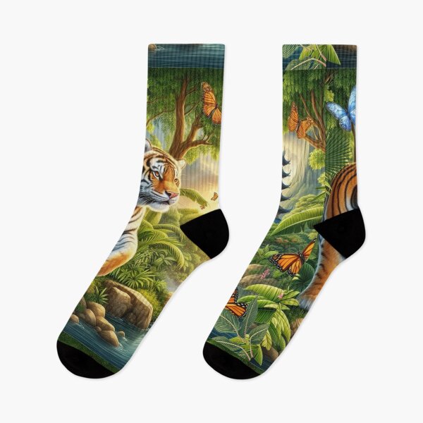 Item preview, Tiger and butterfly, plants, flowers, nature, pagoda, China designed and sold by Sugar Wisdom .
