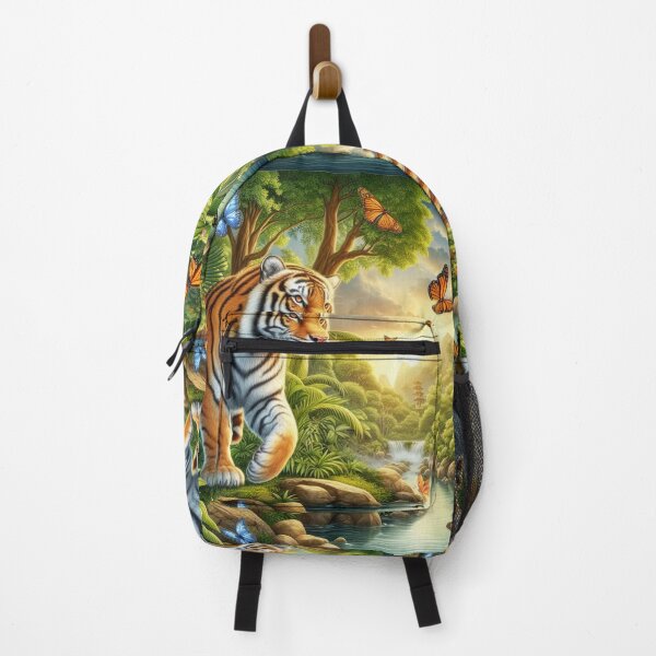 Item preview, Tiger and butterfly, plants, flowers, nature, pagoda, China designed and sold by Sugar Wisdom .