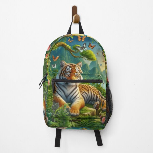 Item preview, Tiger and butterfly, plants, flowers, nature, pagoda, China designed and sold by Sugar Wisdom .