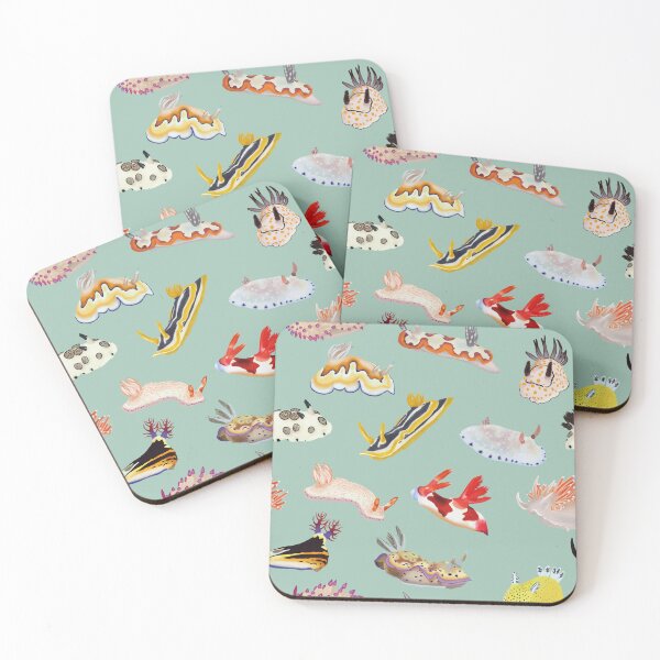 Item preview, Nudibranch pattern - sea slug - sea green designed and sold by Poulpimousse.