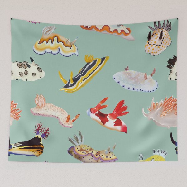 Item preview, Nudibranch pattern - sea slug - sea green designed and sold by Poulpimousse.