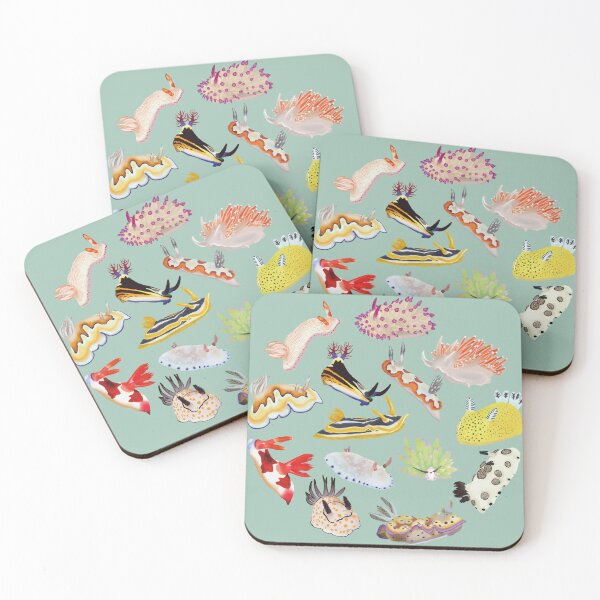 Item preview, Nudibranch round pattern - sea slug - sea green designed and sold by Poulpimousse.