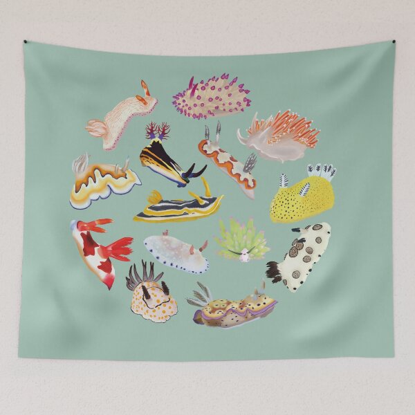 Item preview, Nudibranch round pattern - sea slug - sea green designed and sold by Poulpimousse.