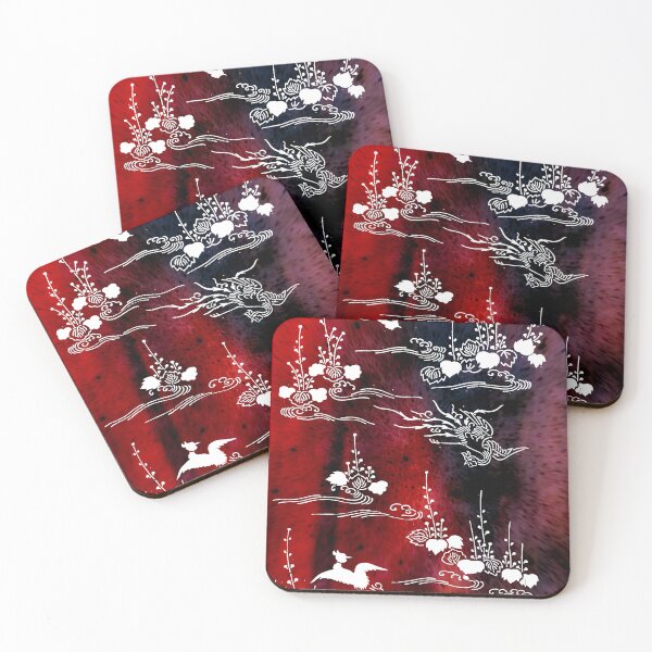 Item preview, Japanese Katagami Stencil Phoenix With Momiji Autumn Leafs designed and sold by ChidoriVintage.