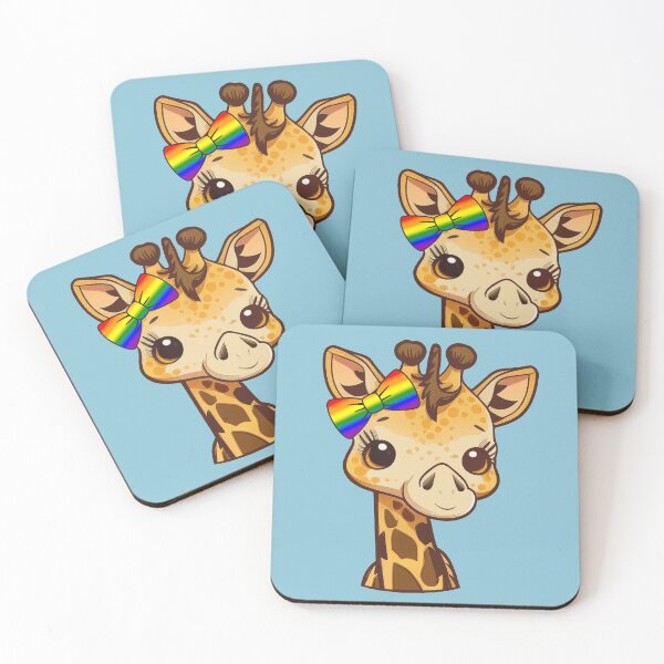 Item preview, Cute Giraffe with LGBTQ Rainbow Pride Flag Bow, Kawaii Rainbow Pride Design  designed and sold by Travelslightly.