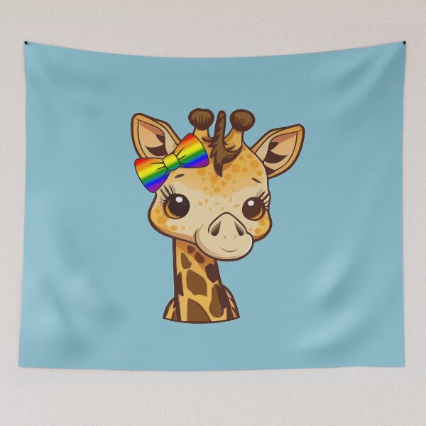 Item preview, Cute Giraffe with LGBTQ Rainbow Pride Flag Bow, Kawaii Rainbow Pride Design  designed and sold by Travelslightly.