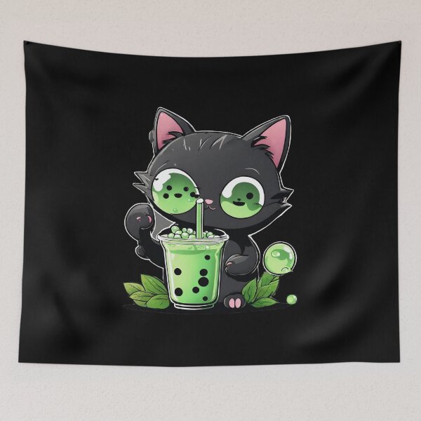 Item preview, Kawaii cat boba bubble tea matcha lover designed and sold by MilkyForest.