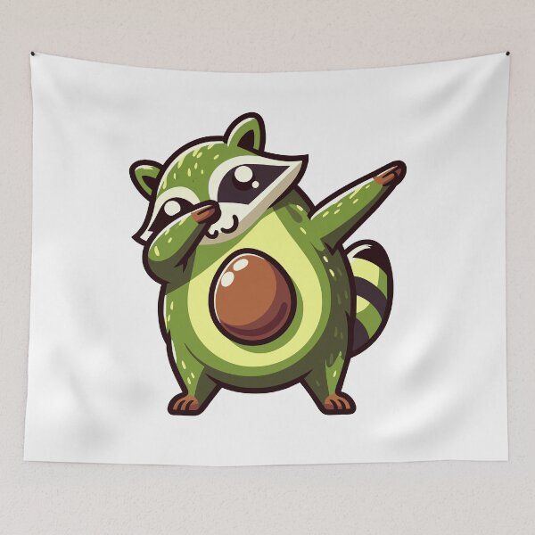 Item preview, Avocado Raccoon Dab - Fun and Fresh Fusion designed and sold by Designowner.