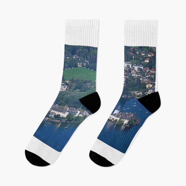 Item preview, Panoramic view of medieval water castle Schloss Ort Orth on lake Traunsee in Gmunden Austria  designed and sold by goceris.