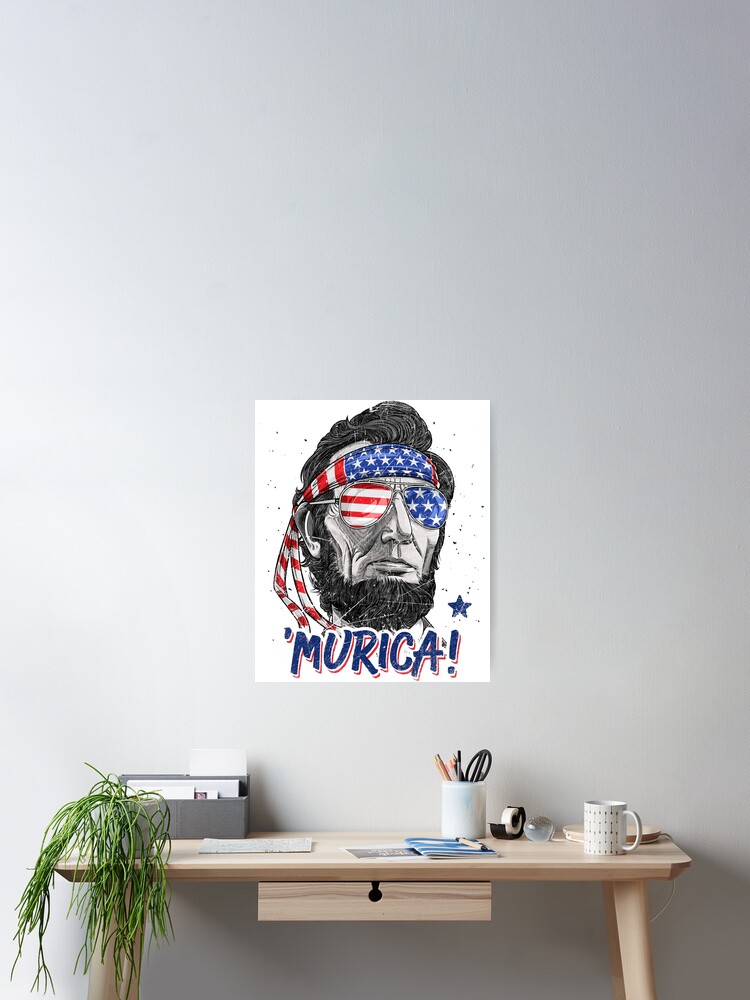 Merica Abe Lincoln 4th Of July American Flag Murica T-Shirt