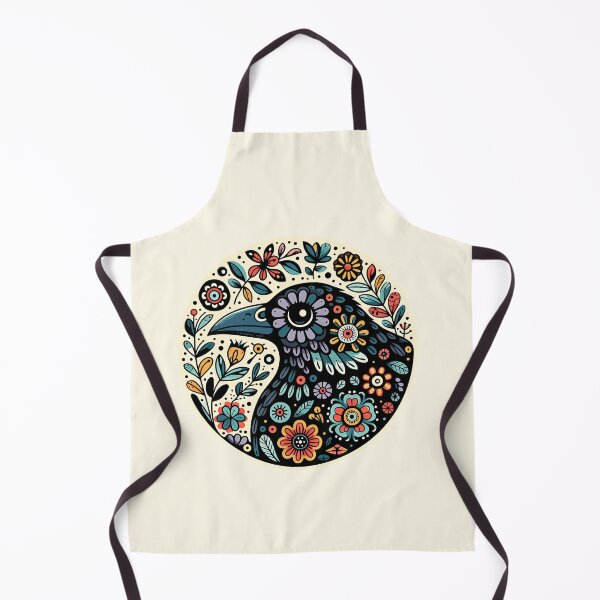 Item preview, Whimsical folk art, loves crows, loves birds, crows, raven, a guardian of nature, sits among flowers, evoking a sense of protection. designed and sold by Collagedream.