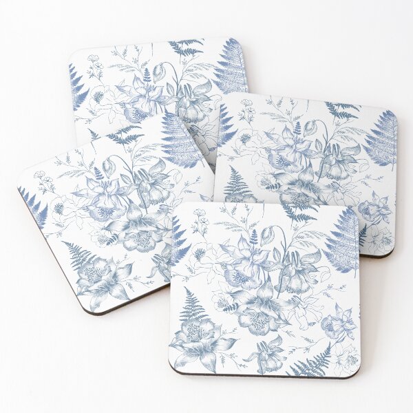 Item preview, Aesthetic floral pattern with aquilegia flowers and fern leaves designed and sold by FleurDesign.
