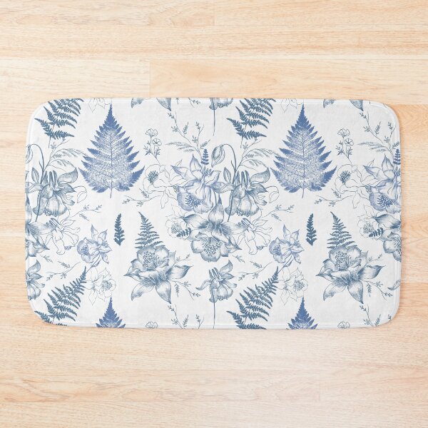 Item preview, Aesthetic floral pattern with aquilegia flowers and fern leaves designed and sold by FleurDesign.