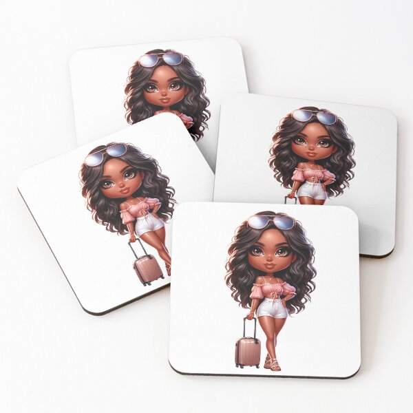 Item preview, Chibi Travel Design, Chibi Doll, Afro Chibi, Cute Girl, Afro Chibi Doll, Black Chibi Design. designed and sold by gabrielakrall.
