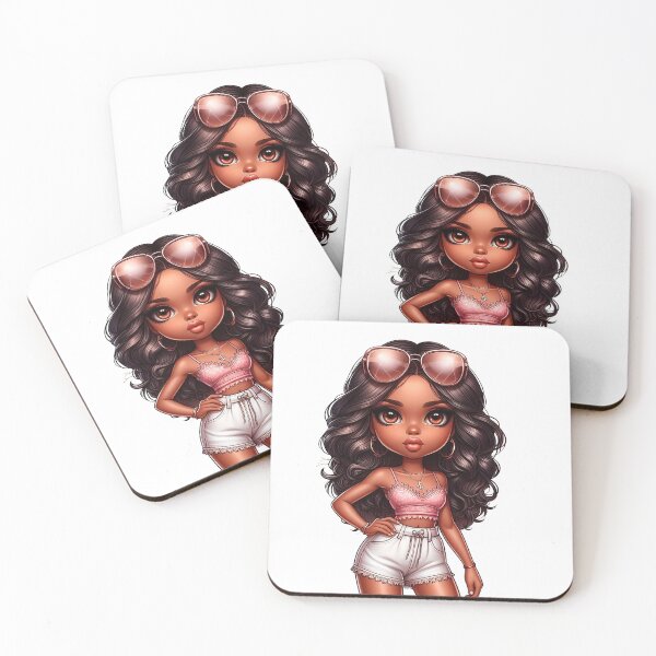 Item preview, Summer Chibi Doll, Summer Chibi Girl, Beach Chibi, Swimsuit Chibi, Afro Chibi. designed and sold by gabrielakrall.
