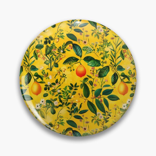Item preview, 1d wall design, vintage endless pattern colorful herbarium, lemons, wildflowers, colorful detailed, yellow background designed and sold by GabbyKI261.