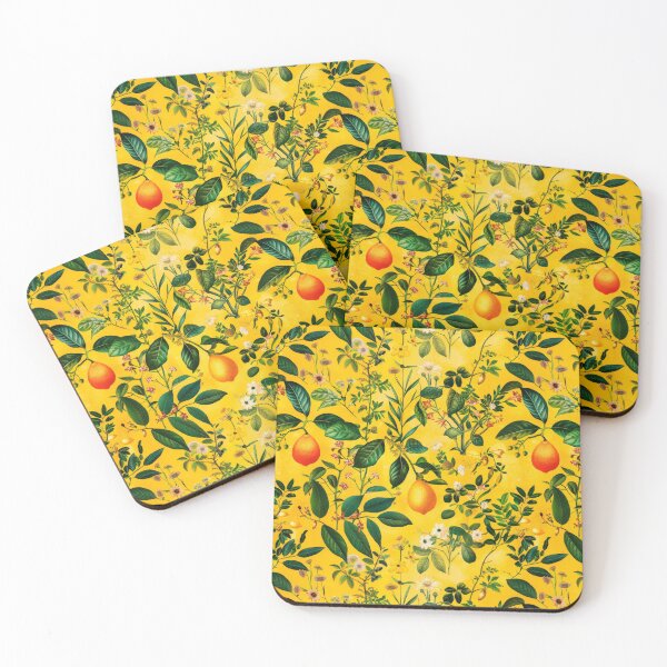 Item preview, 1d wall design, vintage endless pattern colorful herbarium, lemons, wildflowers, colorful detailed, yellow background designed and sold by GabbyKI261.