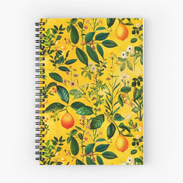 Item preview, 1d wall design, vintage endless pattern colorful herbarium, lemons, wildflowers, colorful detailed, yellow background designed and sold by GabbyKI261.