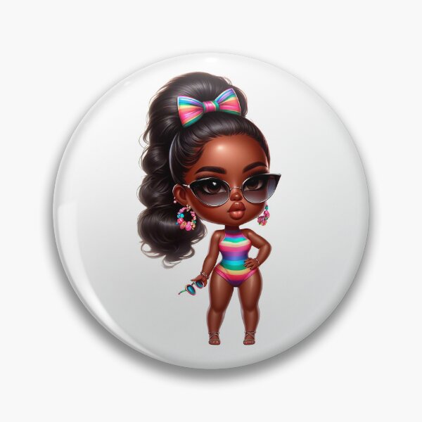 Item preview, Swimwear Chibi Doll, Summer Chibi Doll, Summer Chibi Girl, Beach Chibi, Swimsuit Chibi, Afro Chibi. designed and sold by gabrielakrall.