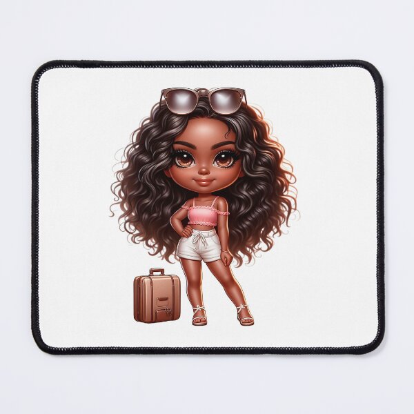 Item preview, Chibi Travel Girl, Chibi Doll, Afro Chibi, Cute Girl, Afro Chibi Doll, Black Chibi Design. designed and sold by gabrielakrall.