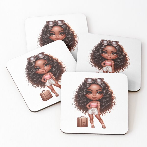 Item preview, Chibi Travel Girl, Chibi Doll, Afro Chibi, Cute Girl, Afro Chibi Doll, Black Chibi Design. designed and sold by gabrielakrall.