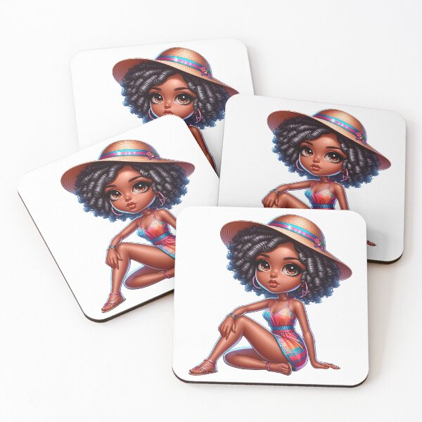 Item preview, Summer Chibi Doll, Summer Chibi Design, Swimwear Chibi Girl, Beach Chibi, Swimsuit Chibi, Afro Chibi. designed and sold by gabrielakrall.